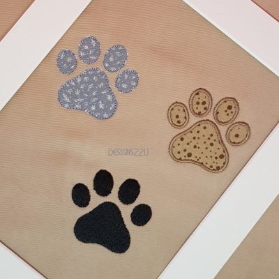 Small Paw Print Machine Embroidery Design 4x4 hoop, 3 variations included