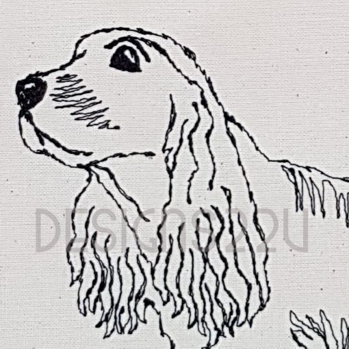 Hand Drawn Cocker Spaniel Dog Machine Embroidery Design for 4x4 and 5x7 ...