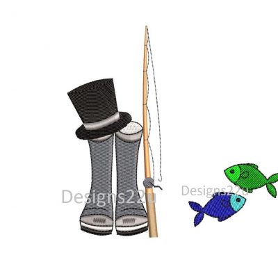Fish, Fishing Rod and Groom with Rod Individual Family Machine Embroidery Design