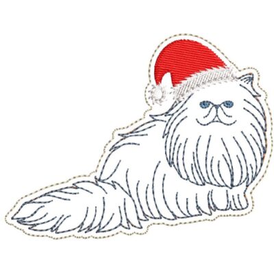 Christmas Persian Cat Hanging Ornament Machine Embroidery Design 4x4 hoop