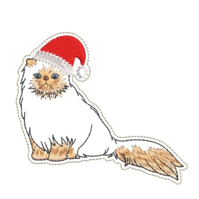 Christmas Himalayan Cat Hanging Ornament Machine Embroidery Design 4x4 hoop