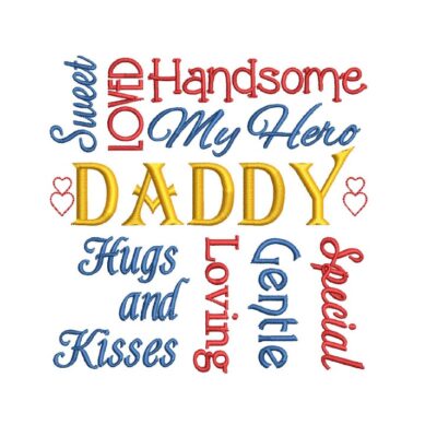 Daddy and Blank Word Art Machine Embroidery Design 4x4 and 5x7 hoops
