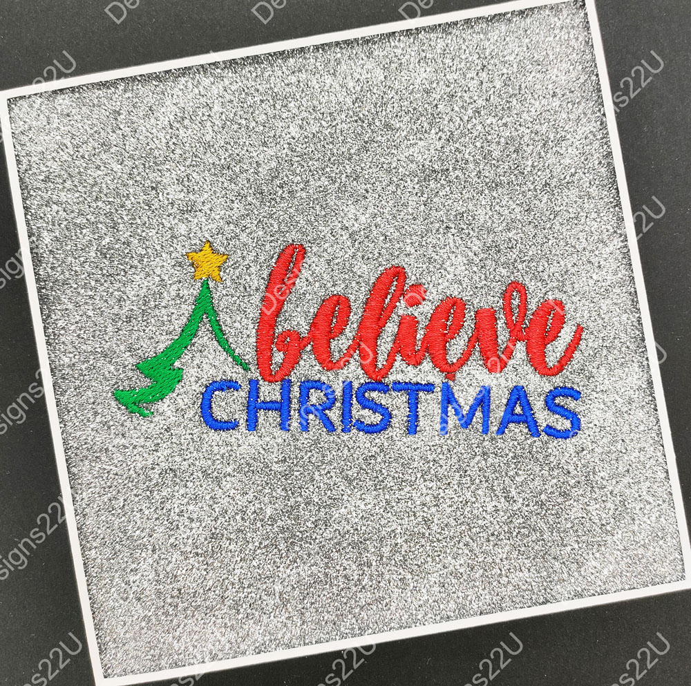 Believe Christmas with tree Machine Embroidery Design 4x4 and 5x7 hoops - Image 2
