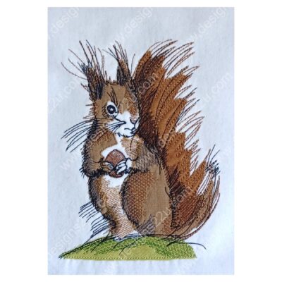 Hungry Squirrel Raw Edge Applique Machine Embroidery Design 5x7 and 6x8 hoops