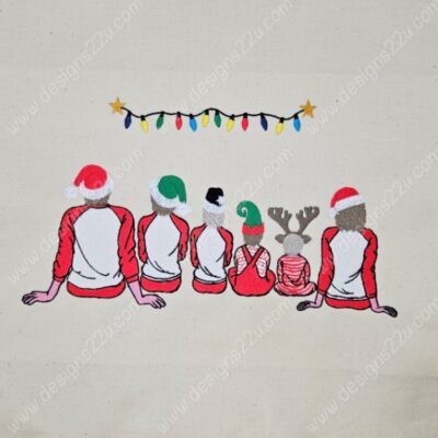 Christmas Sitting Family Backs Mix and Match Machine Embroidery Design, Individual Designs fit 4x4 and 5x7 hoop