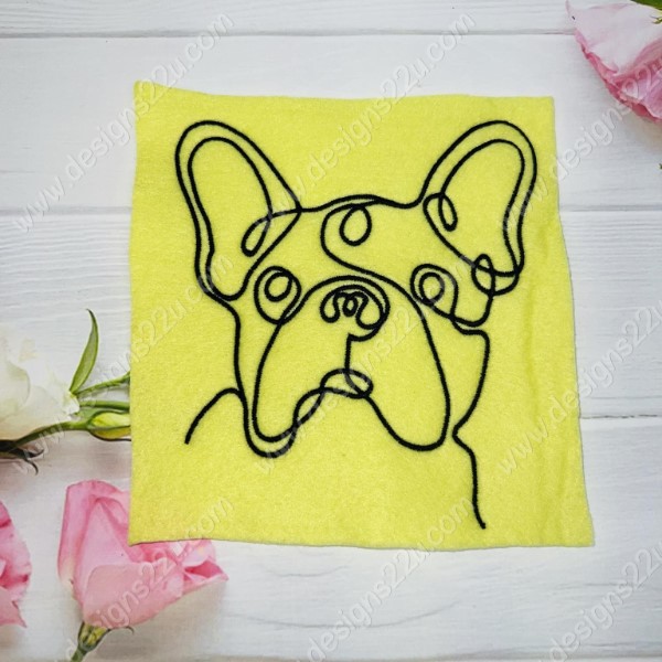 French Bulldog Dog Face Line Art Machine Embroidery Design 4x4 and 5x7 hoops - Image 2