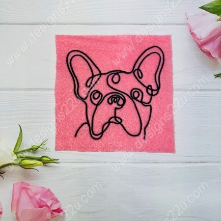 French Bulldog Dog Face Line Art Machine Embroidery Design 4x4 and 5x7 hoops