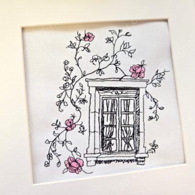 Vintage Chateau Window Doodle with/out colour Machine Embroidery Design NO JUMPS 4x4 and 5x7 hoops