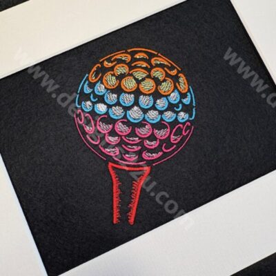 Neon Golf Ball machine embroidery design, 110mm high and for 5x7 and 8x8 hoops, light density