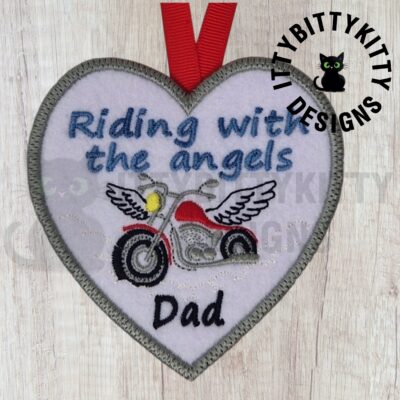 4x4" Biker wings memorial heart - ITH - IttyBittyKitty Designs
