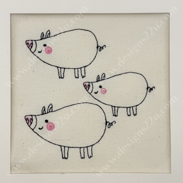 Small Pig Doodle machine embroidery design for 4x4 hoop 3 sizes included - Image 3